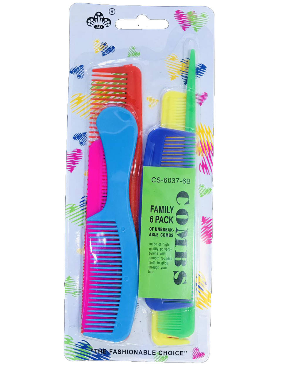 

Набор плоских расчёсок из 6 штук цветной COMBS