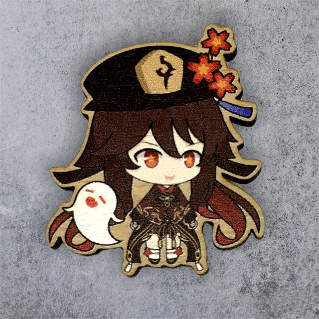 

"Ху Тао (Геншин / Genshin)" брошь деревянная с уф-печатью