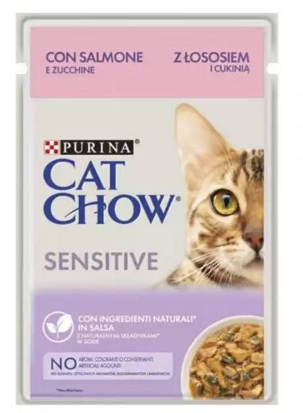 

Cat Chow Sensitive паучи 85г *26шт с лососем и цуккини для кошек
