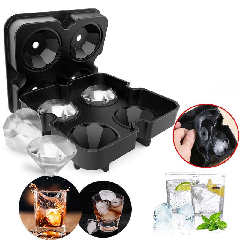 

Форма для льда силиконовая прикольная с крышкой 3D ICE Cube Tray Алмаз для напитков на 4 ёмкости FED