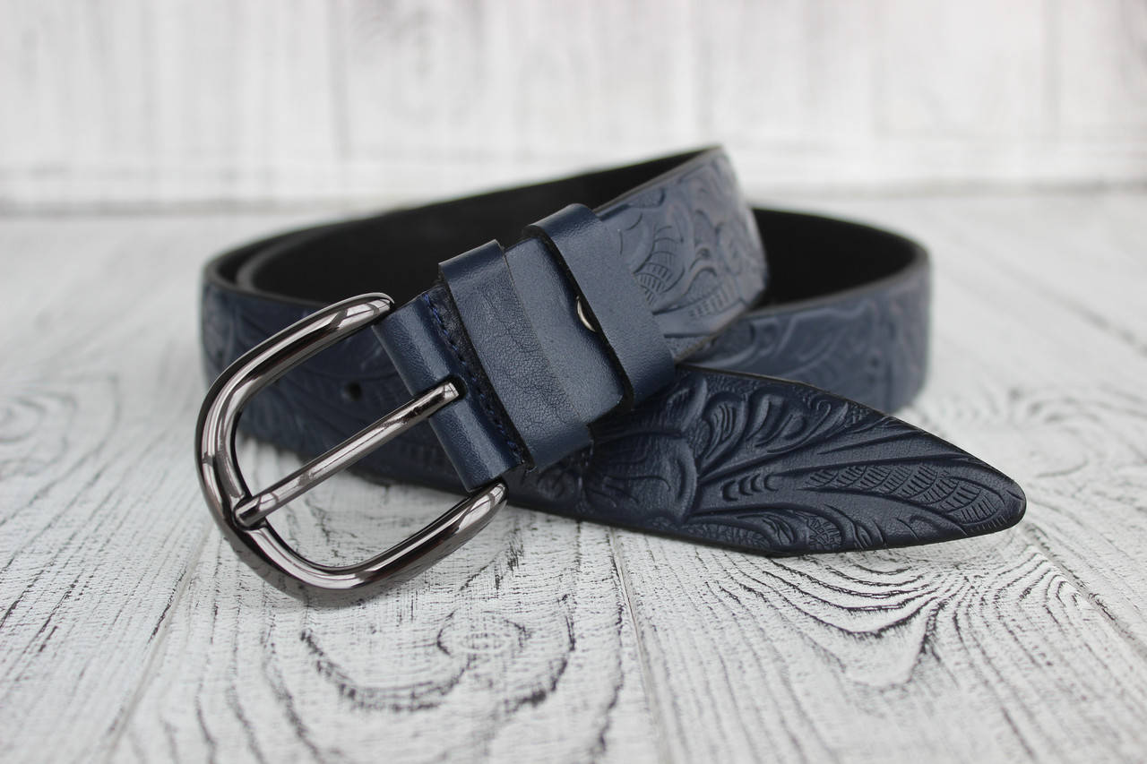 

Женский синий кожаный ремень