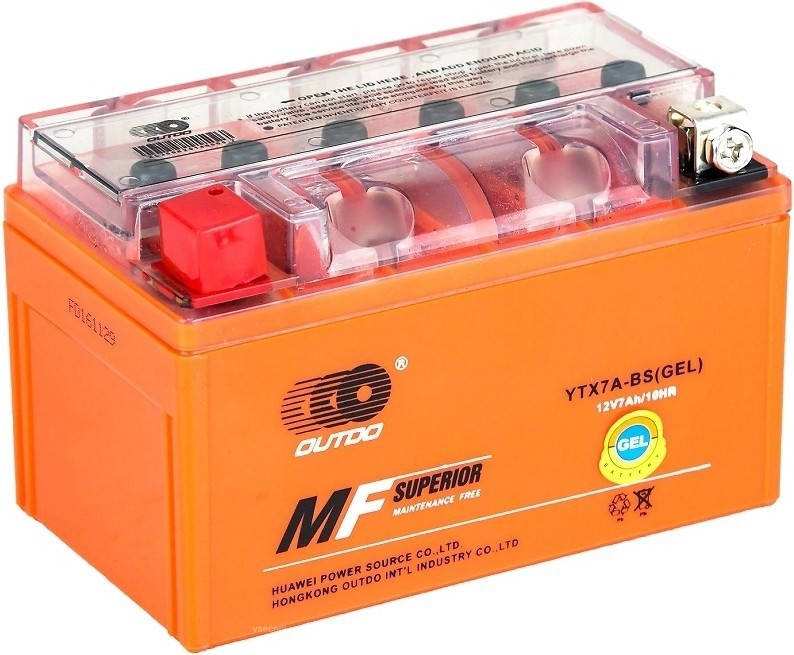 

Аккумулятор Outdo Moto 12v 7A Ytx7A-BS (Utx7a-bs) MG7L-BS Shineray, Geon, X-Road 200 250, Benelli, Viper VXR
