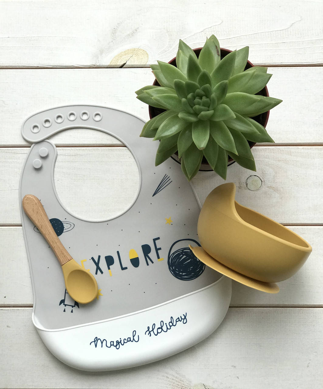 

Набор силиконовой посуды для детей 3 предмета слюнявчик тарелочка и ложка, Розовый