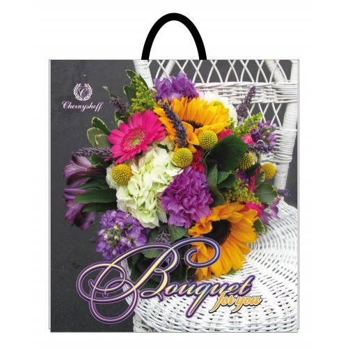 

Полиэтиленовый пакет с пластиковой ручкой 400*420 мм Букет темный