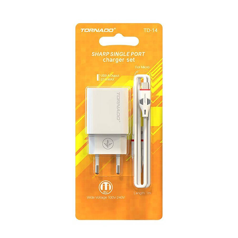 

Сетевое зарядное устройство TORNADO TD-14 (1USB) + Micro белый