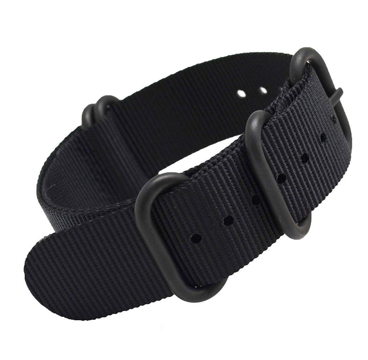 

Черный нейлоновый браслет для наручных часов NATO 20 мм