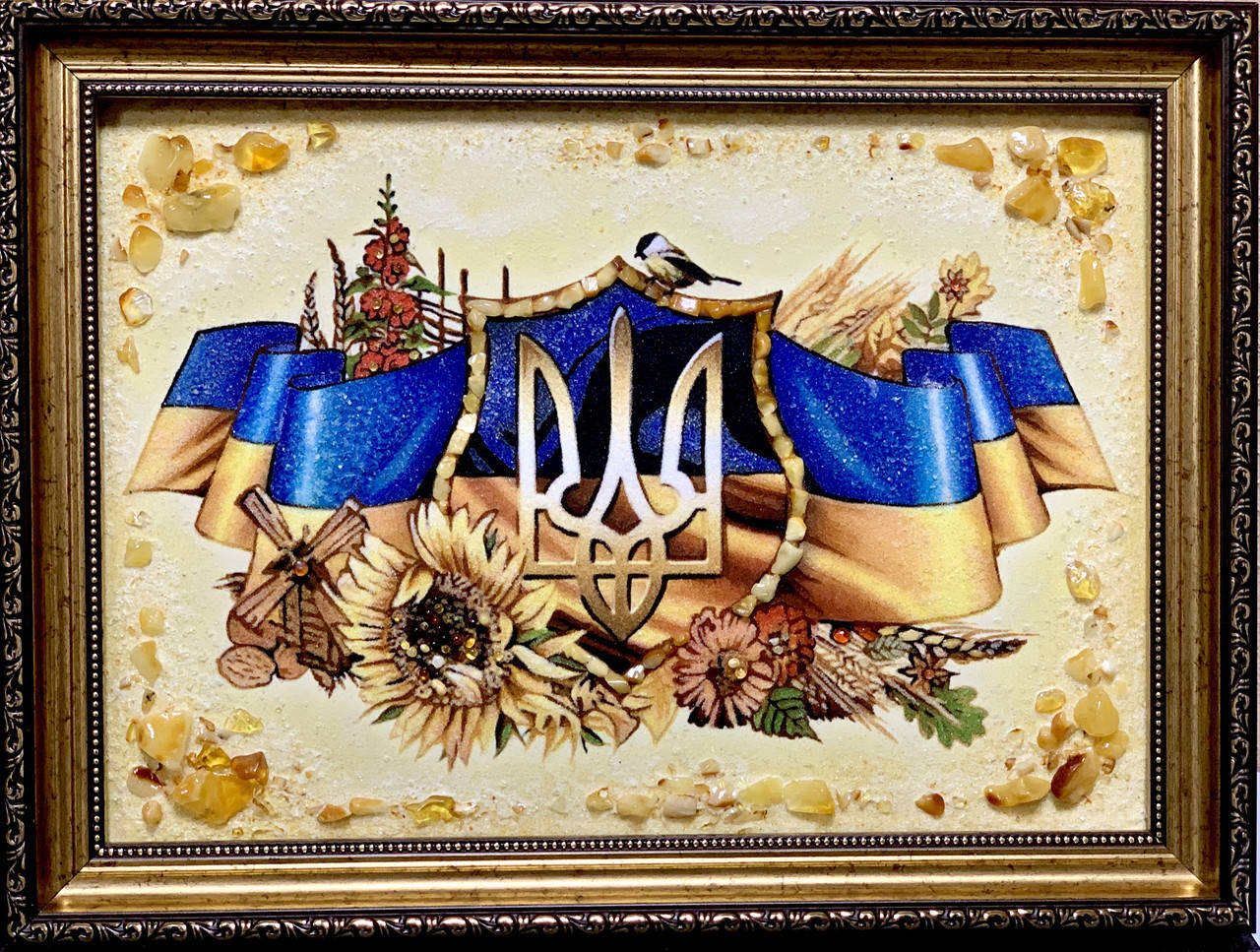 

Картина из янтаря "Герб Украины Тризуб"