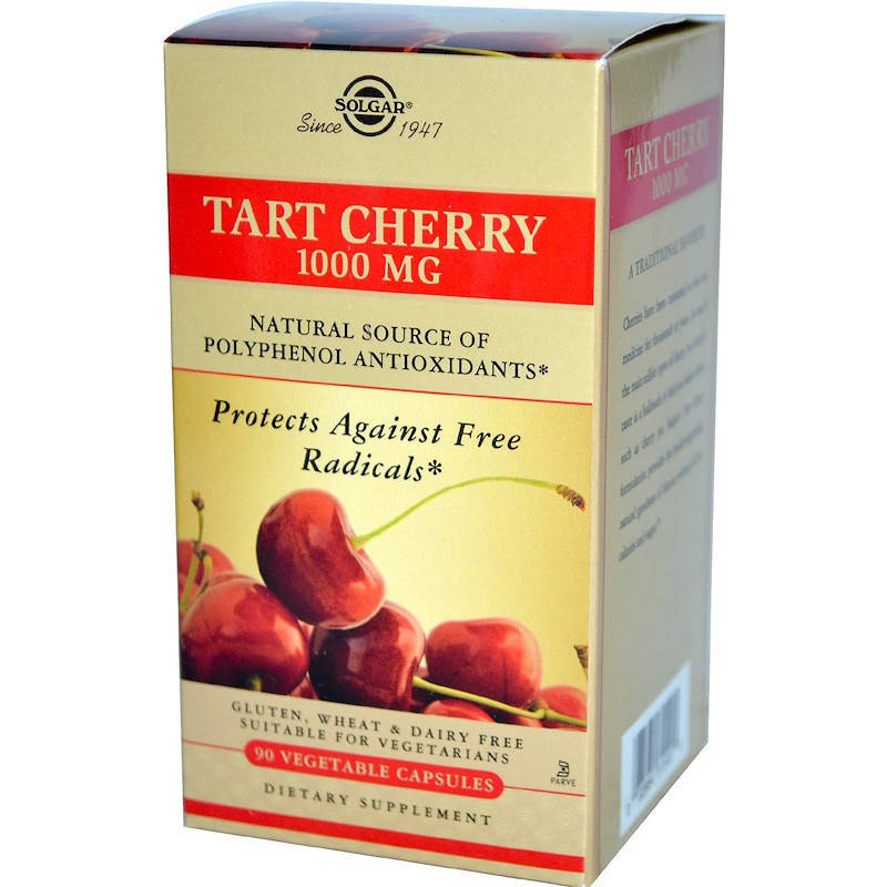 

Экстракт дикой вишни (Tart Cherry), Solgar, 1000мг, 90 кап.