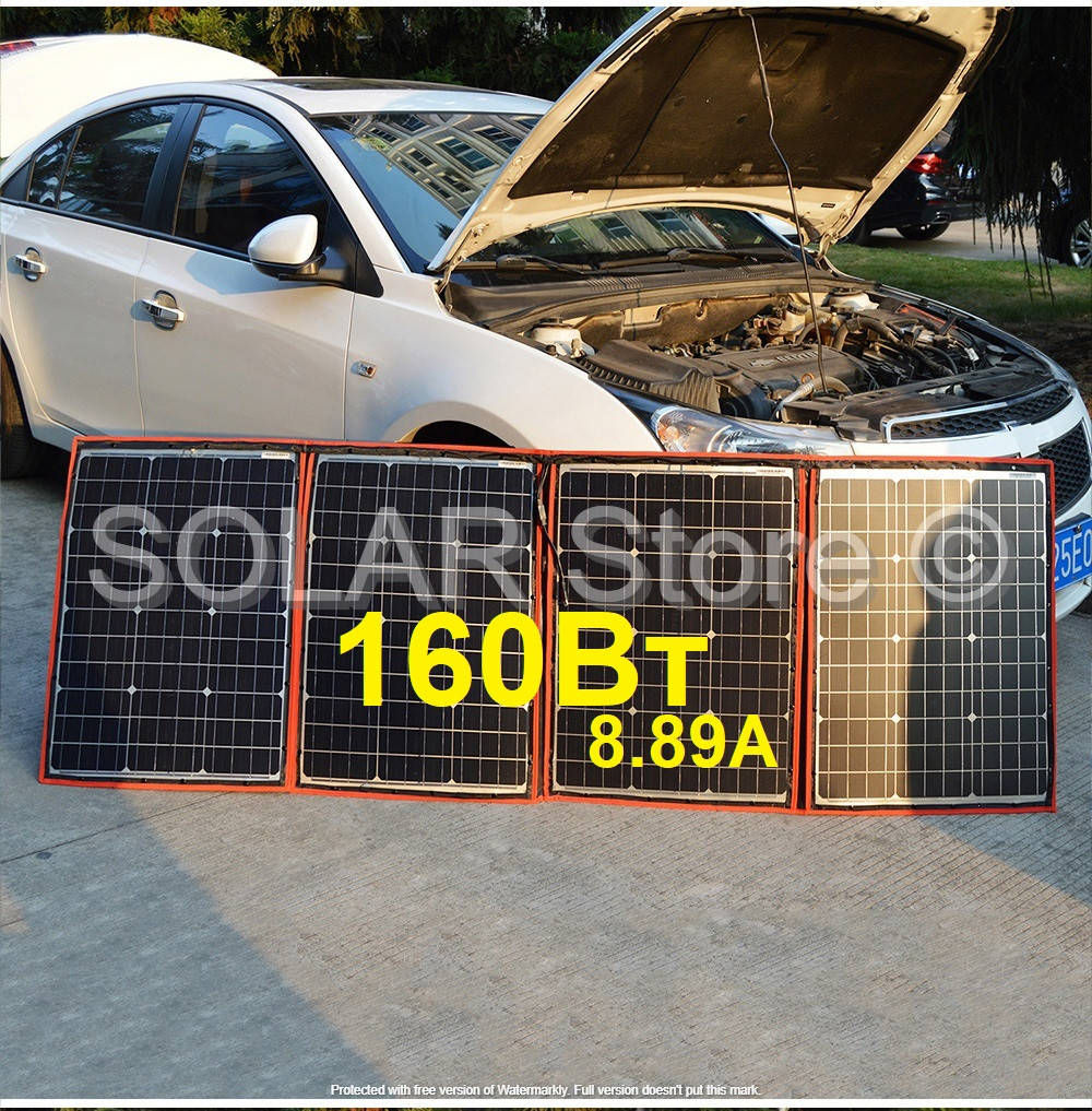 

160Вт Мобильная портативная переносная солнечная панель (батарея)