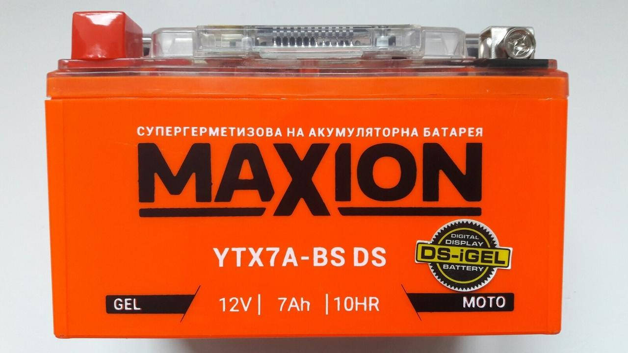 

YTX7A-BS MAXION (DS-iGEL), гелевый аккумулятор с вольтметром 12V, 7Ah, 150x87x94 мм