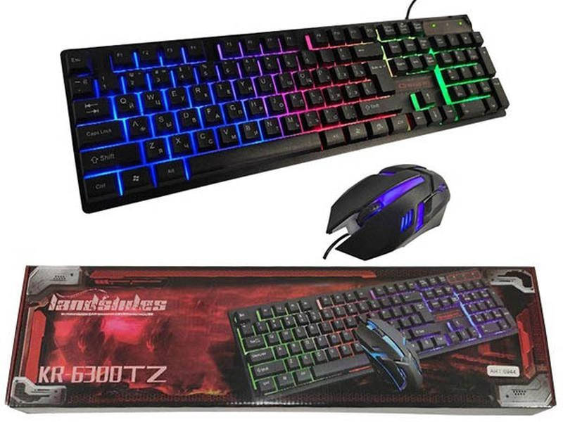 

USB проводная компьютерная клавиатура + мышка UKC HK-6300TZ с RGB подсветкой, Черный