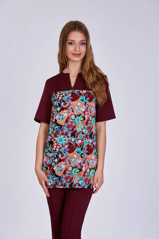 

Хирургический медицинский женский костюм с рисунком SM 1301-5 Fialka 54, Разные цвета