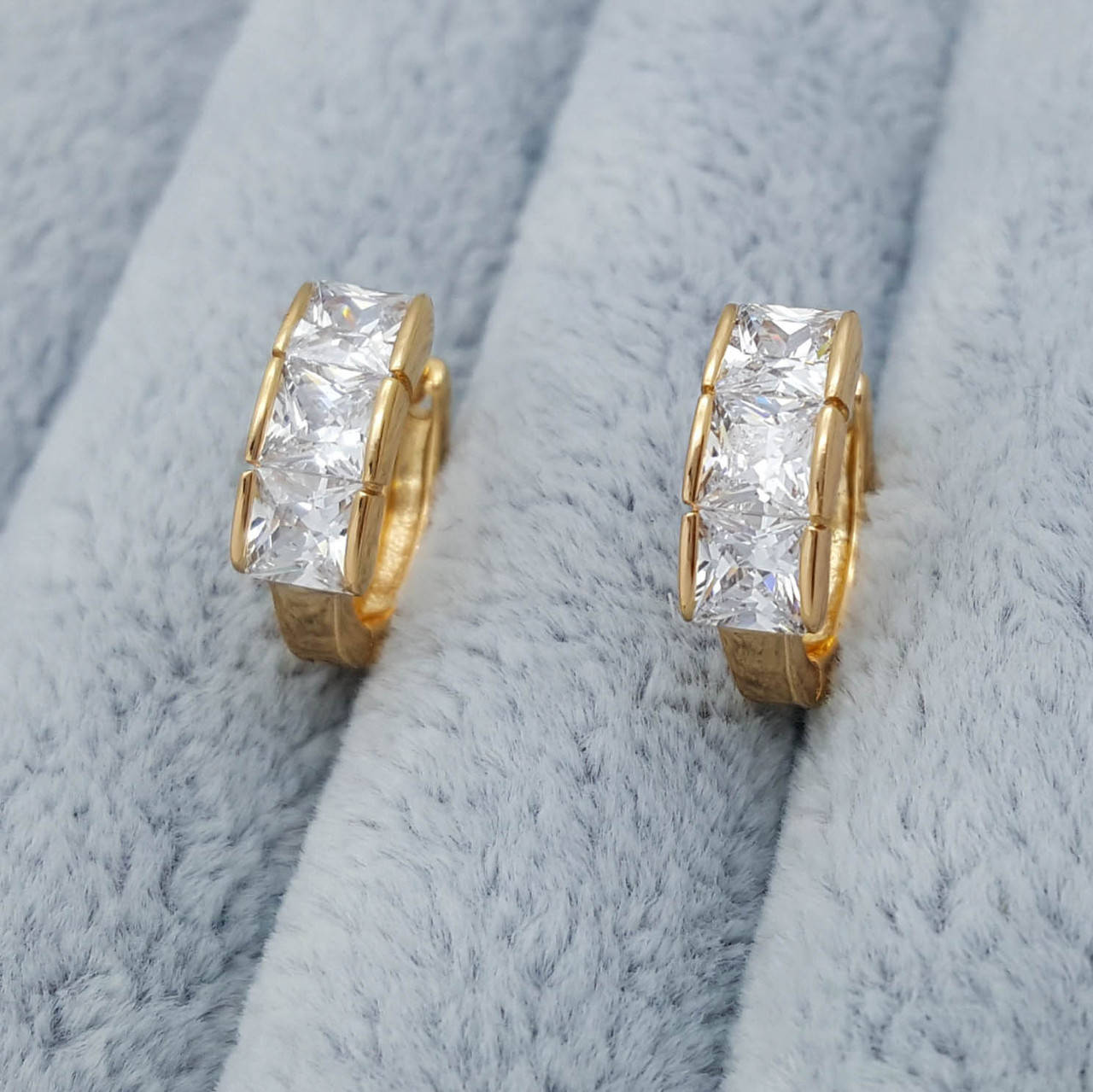 

Серьги позолоченные, Дорожка с кубическим цирконием, Xuping, 18К