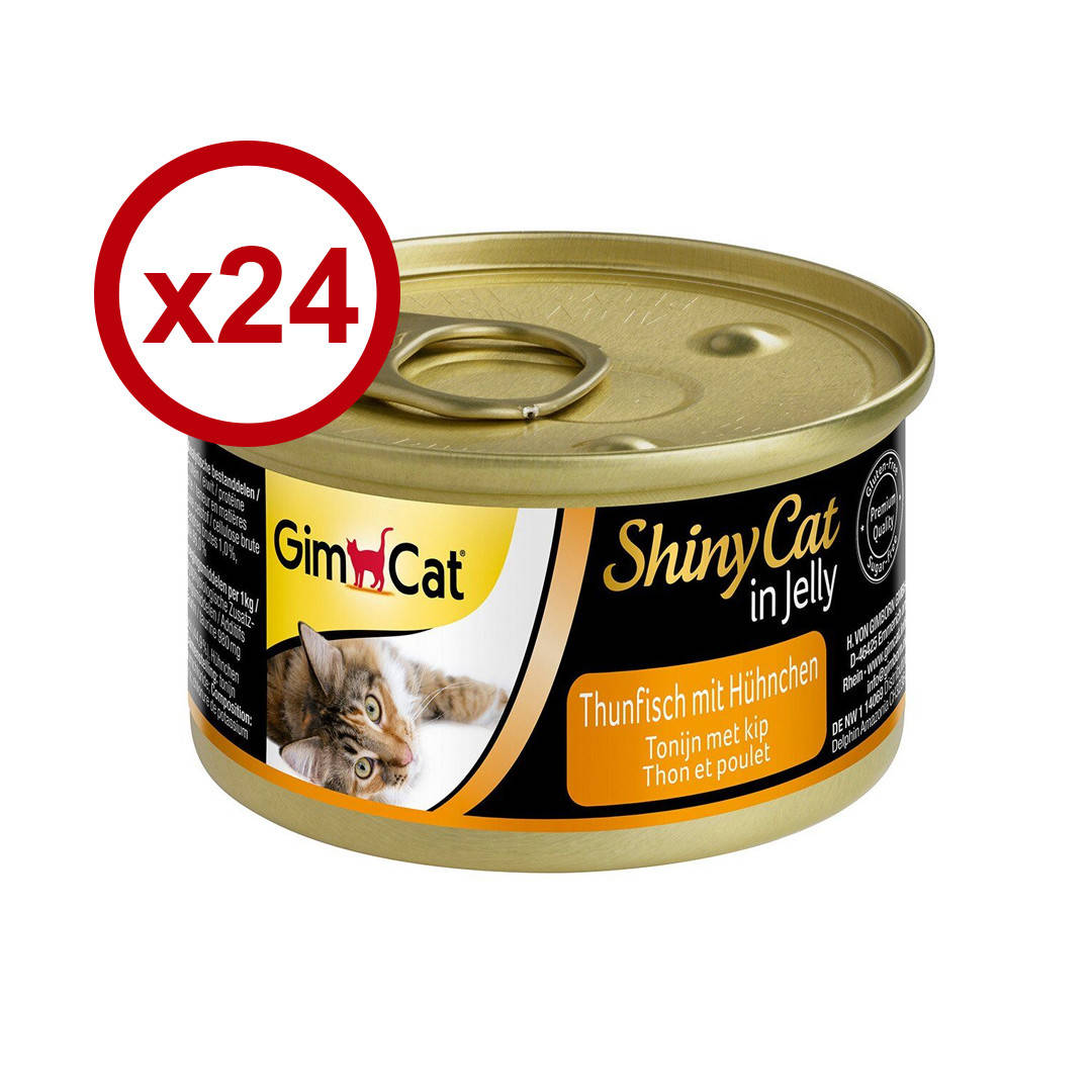 

GimCat Shiny Cat консервы для кошек 70г*24шт (курица и тунец)