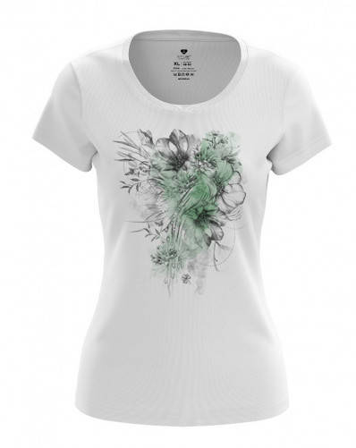 

Футболка женская с рисунком "Серые цветы", Белый