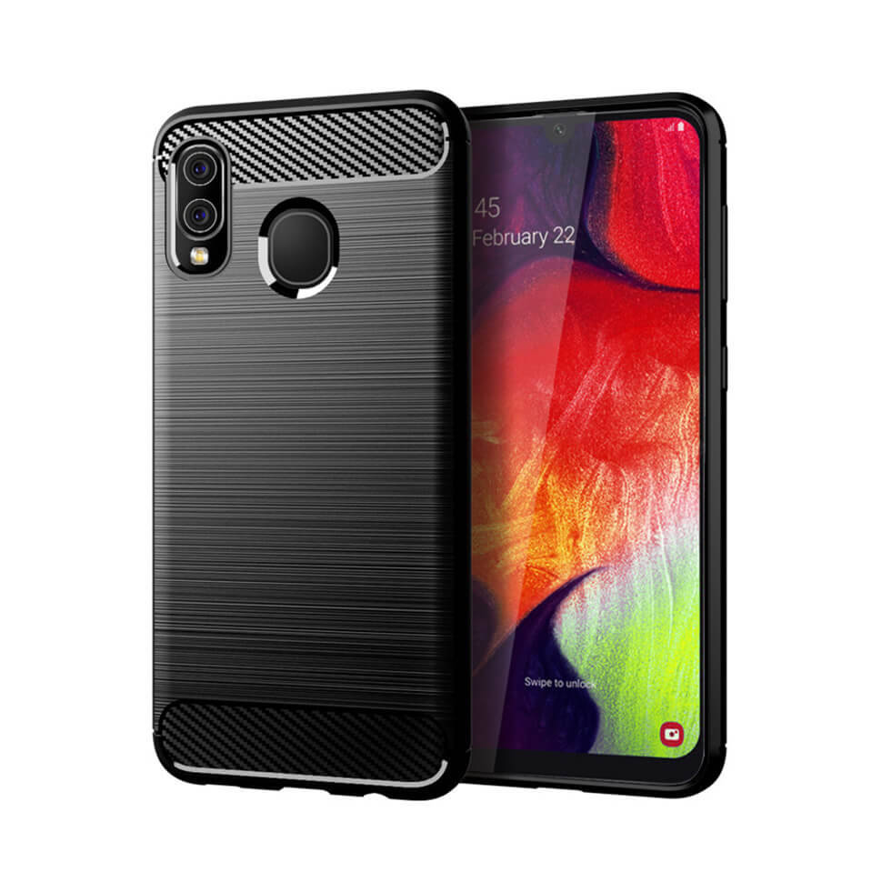 

Чехол Lenuo Carbon Fiber для Samsung Galaxy A30 Black, Черный