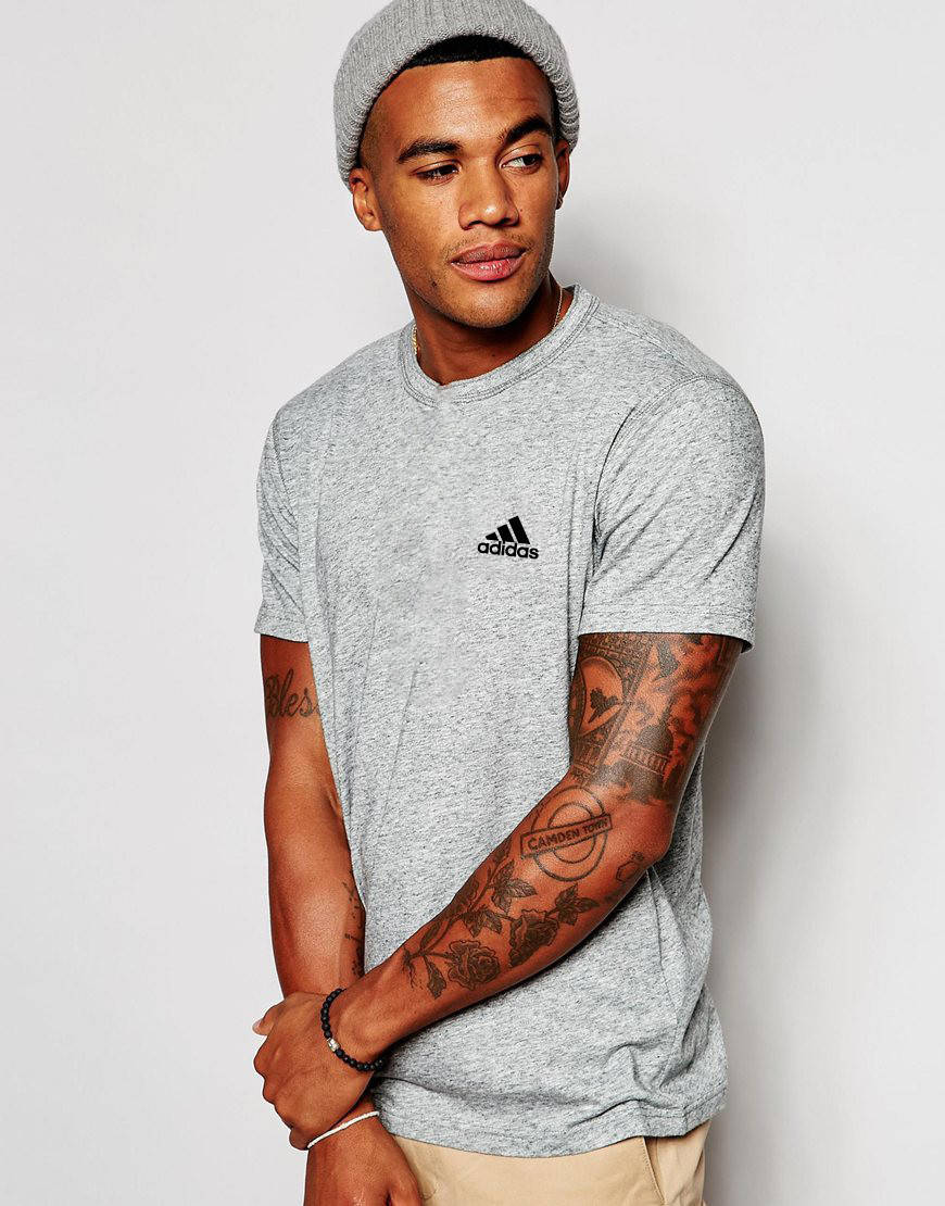 

Футболка серая Adidas хлопок мужская Спортивная футболка с принтом Адидас