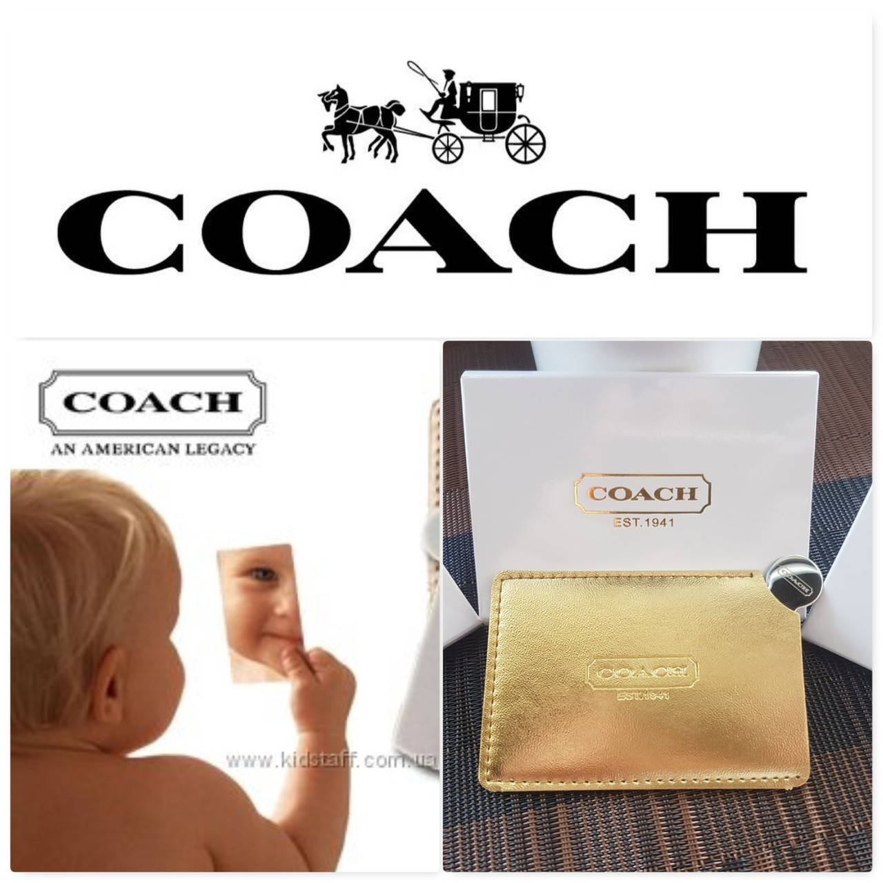 

Знаменитое стальное зеркало Coach в золотом чехле