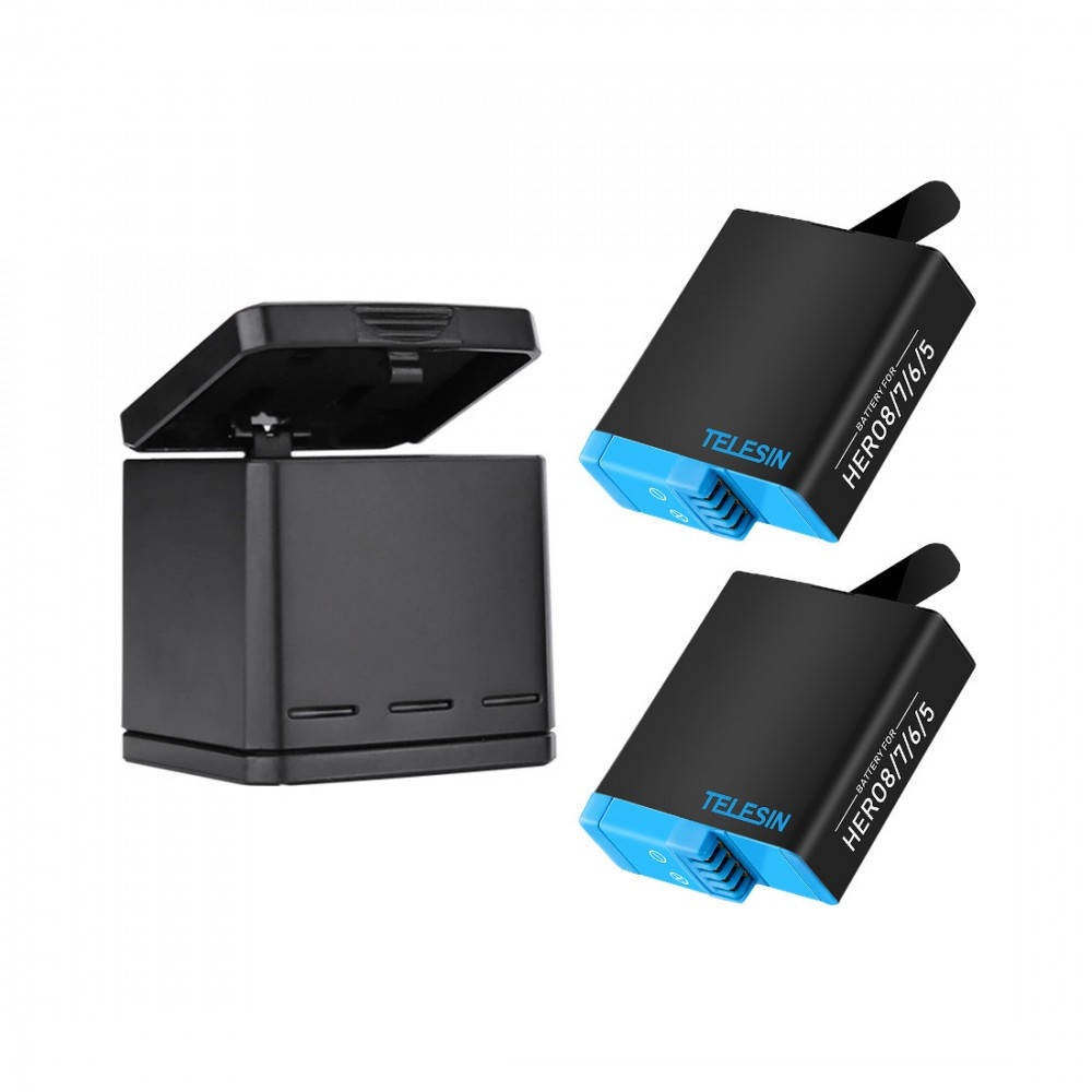 

Зарядка GoPro 8 с двумя аккумуляторами Telesin GP-BNC-802