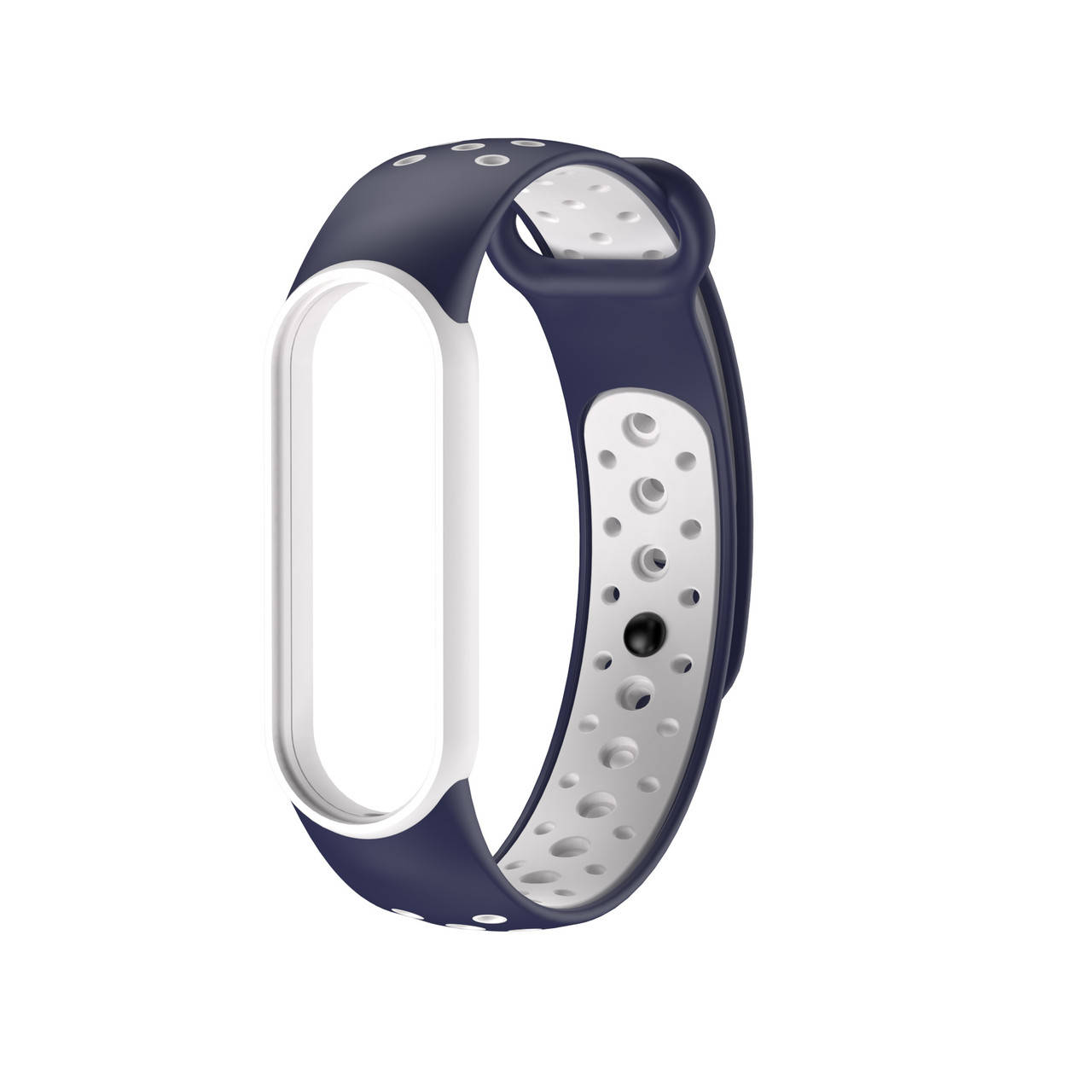 

Mi band 5 ремешок ми бенд 6 перфорированный сине-белый