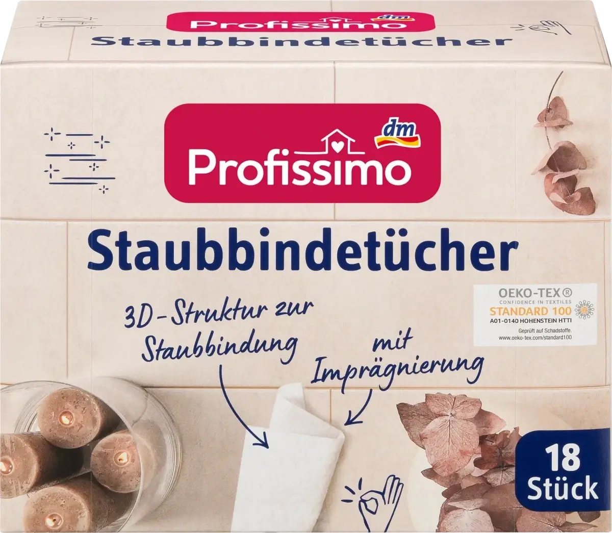 

Салфетки для уборки пыли Profissimo Staubtuch, 18 шт, Белый