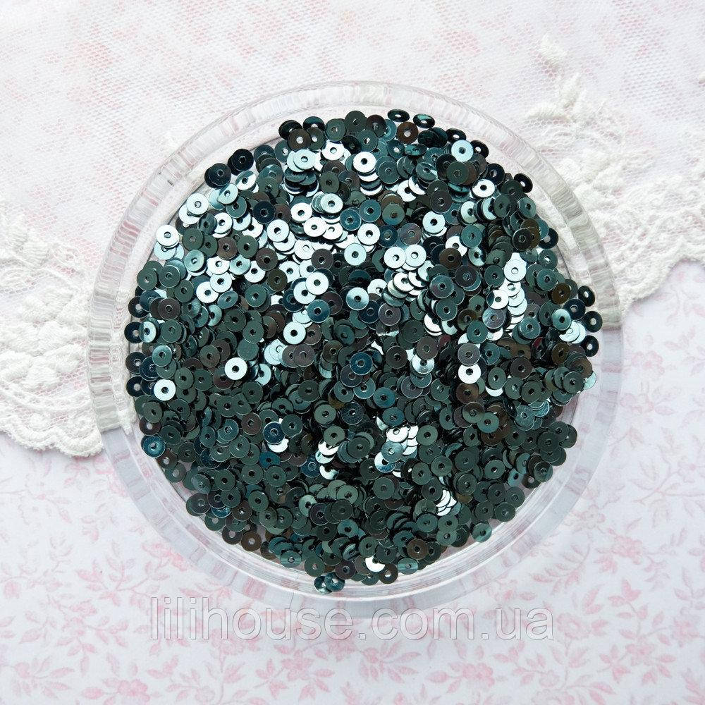 

Пайетки 4 мм Индия ЧЕРНИЛЬНЫЙ Цвет Более Серый 5 г