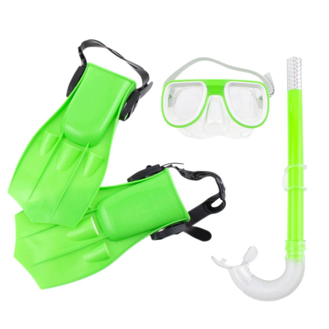 

Набор для плавания (ласты + трубка + очки) №0825S зеленый