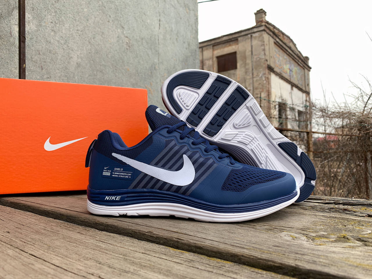 

Мужские кроссовки Nike Zoom Shield Structure 15 Blue White синие с белым, Синий
