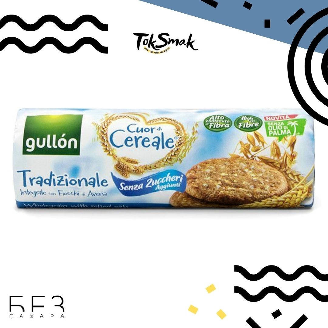 

Печенье овсяное, без сахара, с цельного зерна, GULLON Cuor de Cereale Tradizionale, 280 г, Испания