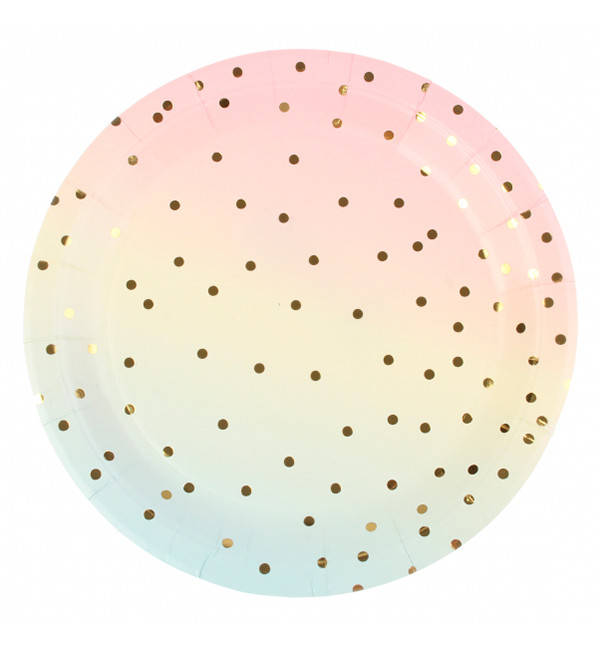 

Бумажные тарелки "Ombre with gold" (10 шт.), Польша, Ø - 18 см, картон высокого качества