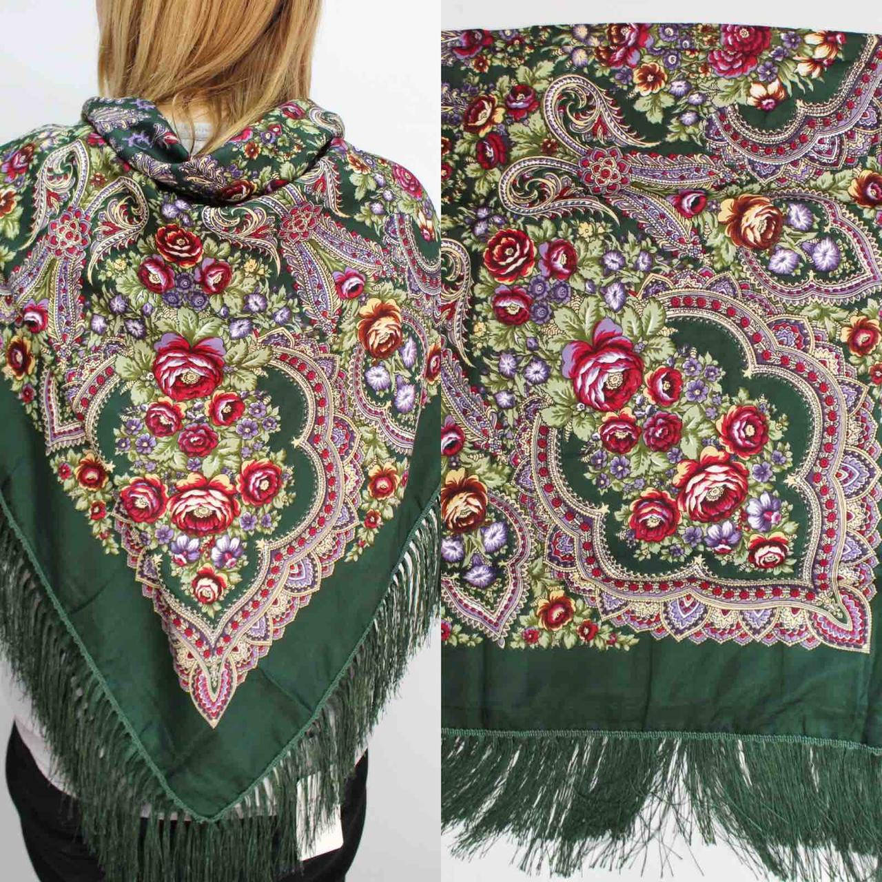 

Хустка в народному стилі (темно-зелена) 611018, Зелёный