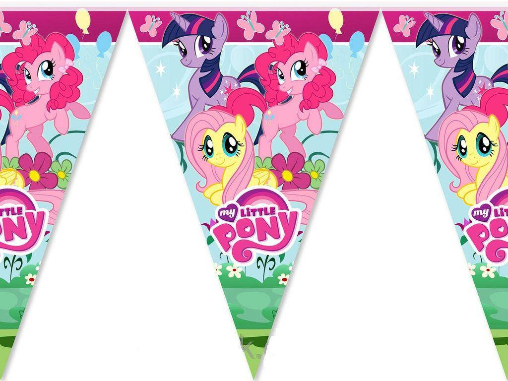 

Гирлянда флажки вымпелы с рисунком Маленькие пони 1м 80 см