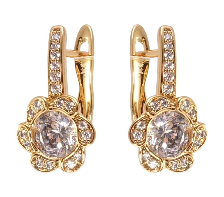 

Серьги Xuping Позолота 18K английский замок "Цветочки с цирконием"