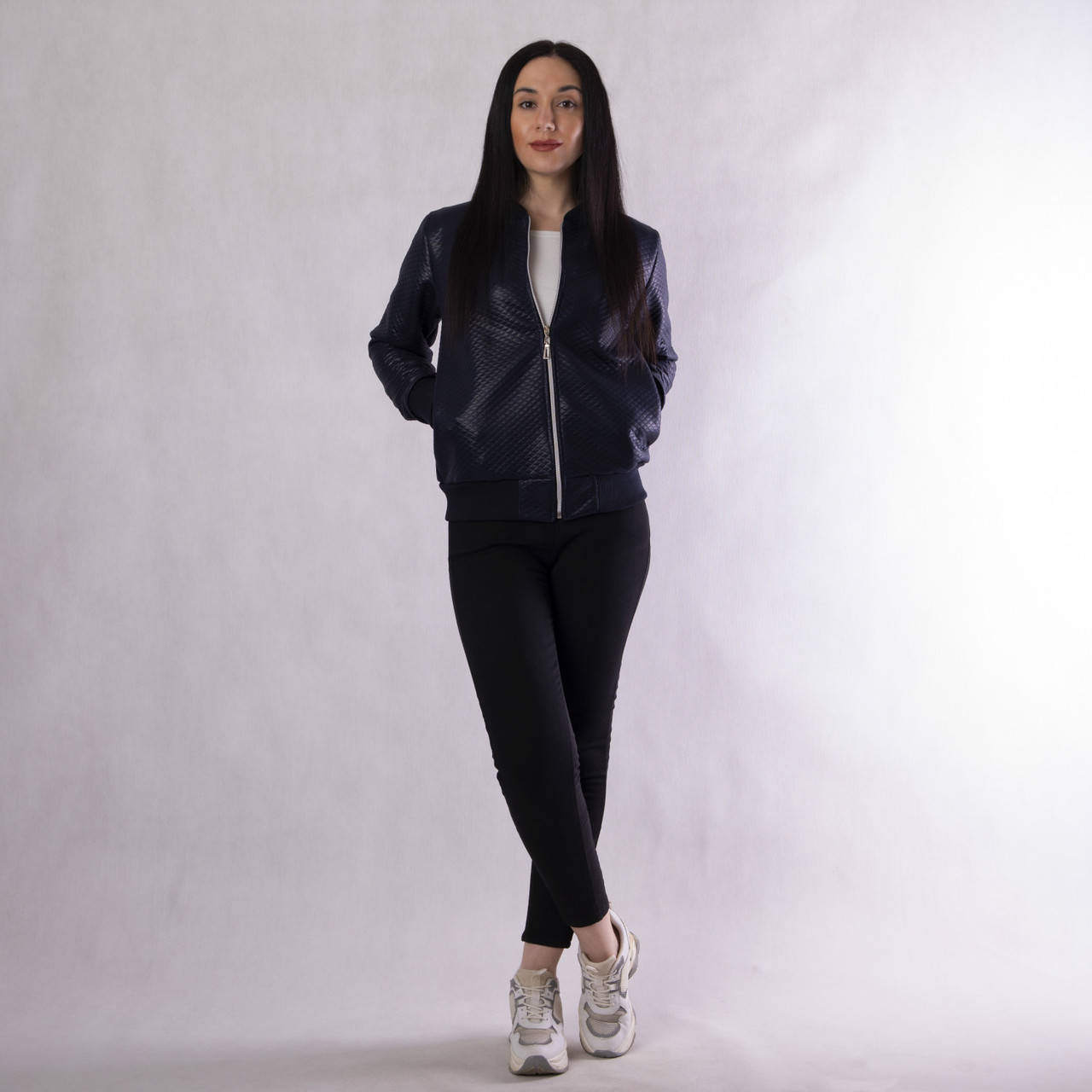 

Женская кофта куртка Бомбер темно-синяя 50/52, Темно-синий