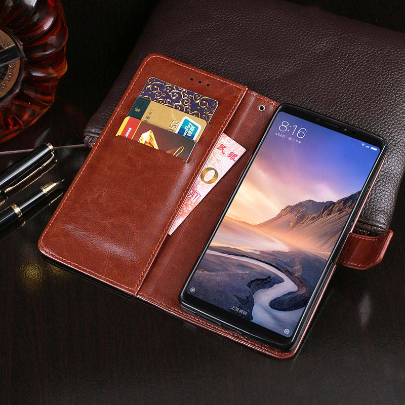 

Чехол Idewei для Xiaomi Mi Max 3 кожа PU книжка коричневый