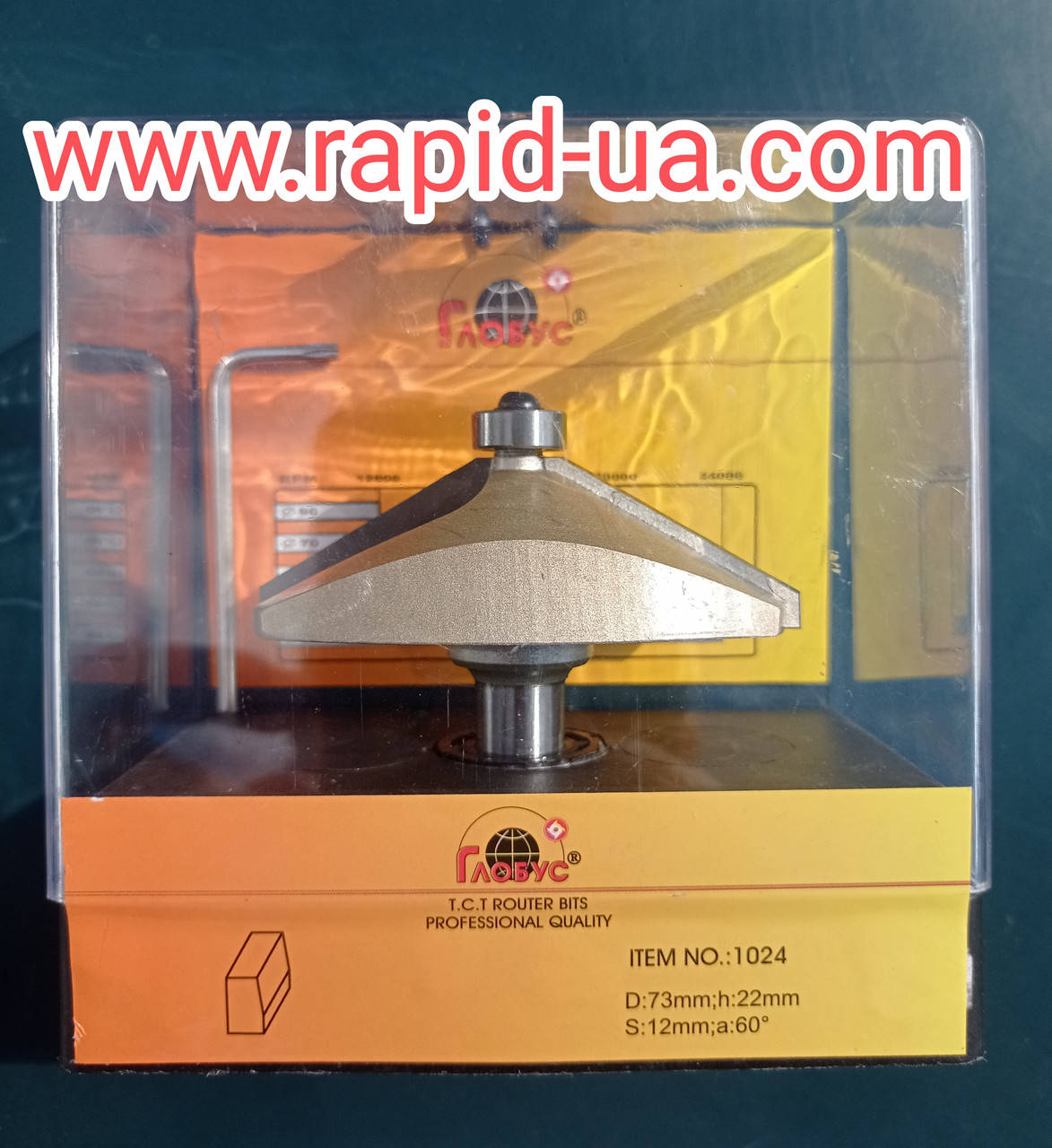 

Фреза ГЛОБУС 1024 D73 d12 60* кромочная конусная