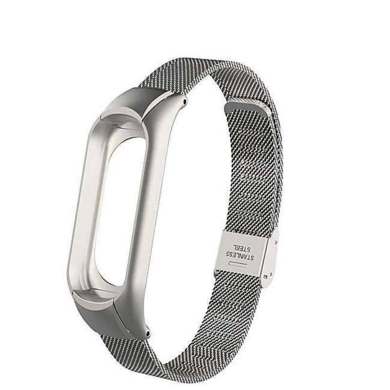 

Ремешок для фитнес-браслета Xiaomi Mi Band 3 и 4 Mesh steel Silver