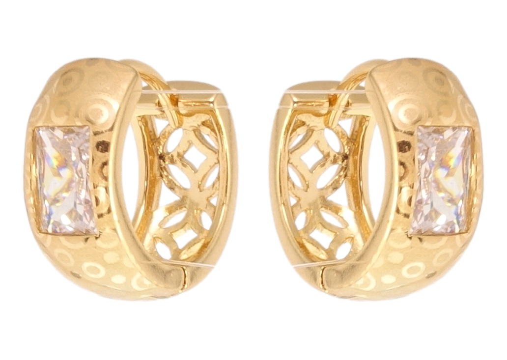 

Серьги Xuping Позолота 18K колечки "Узор напылением вставка фианит"