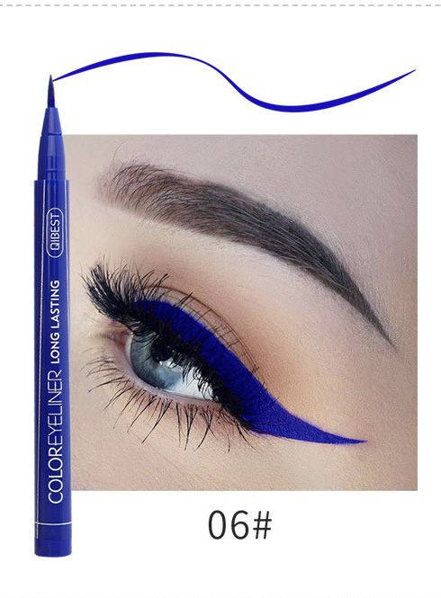 

Цветная водостойкая подводка фломастер для глаз QIBEST Color 06 # синий