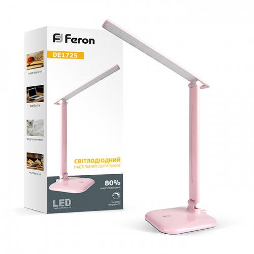 

Настольная Led лампа Настольная лампа для учебы Feron DE 1725 розовый