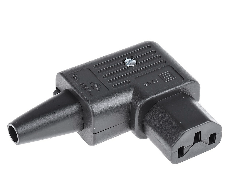 

Триконтактний роз'єм IEC320 C13 (кутовий 90°) мама, 250V, 16A, під пайку Q50/500