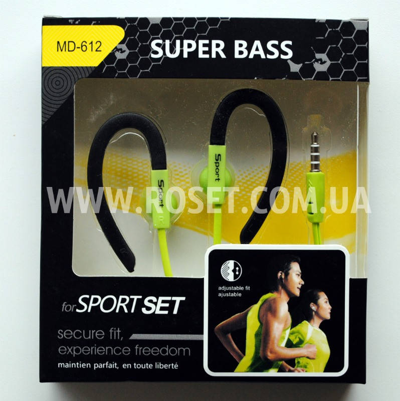 

Наушники спортивные - Super Bass MD-612 for Sport, Зелёный