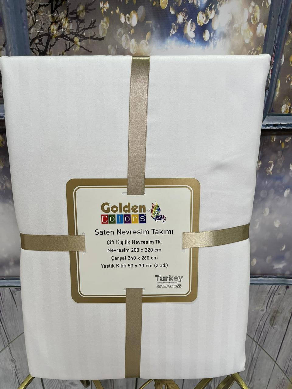 

Набор постельного белья сатин страйп Golden Colors евро размер белый