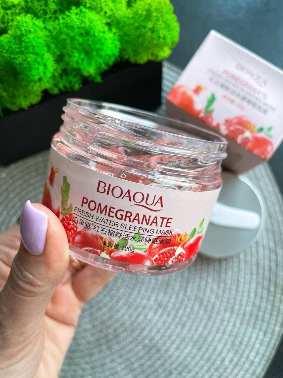 

Ночная маска с экстрактом граната Bioaqua Pomegranate mineral sleep mask 120 гр.