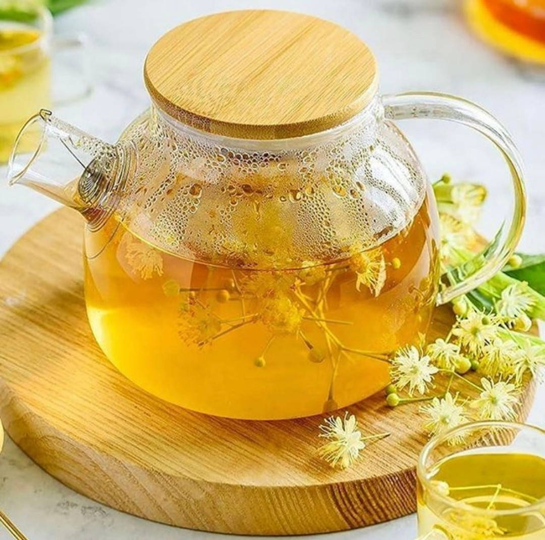 

Стеклянный заварочный чайник с бамбуковой крышкой (заварник) для чая 1 л, Прозрачный