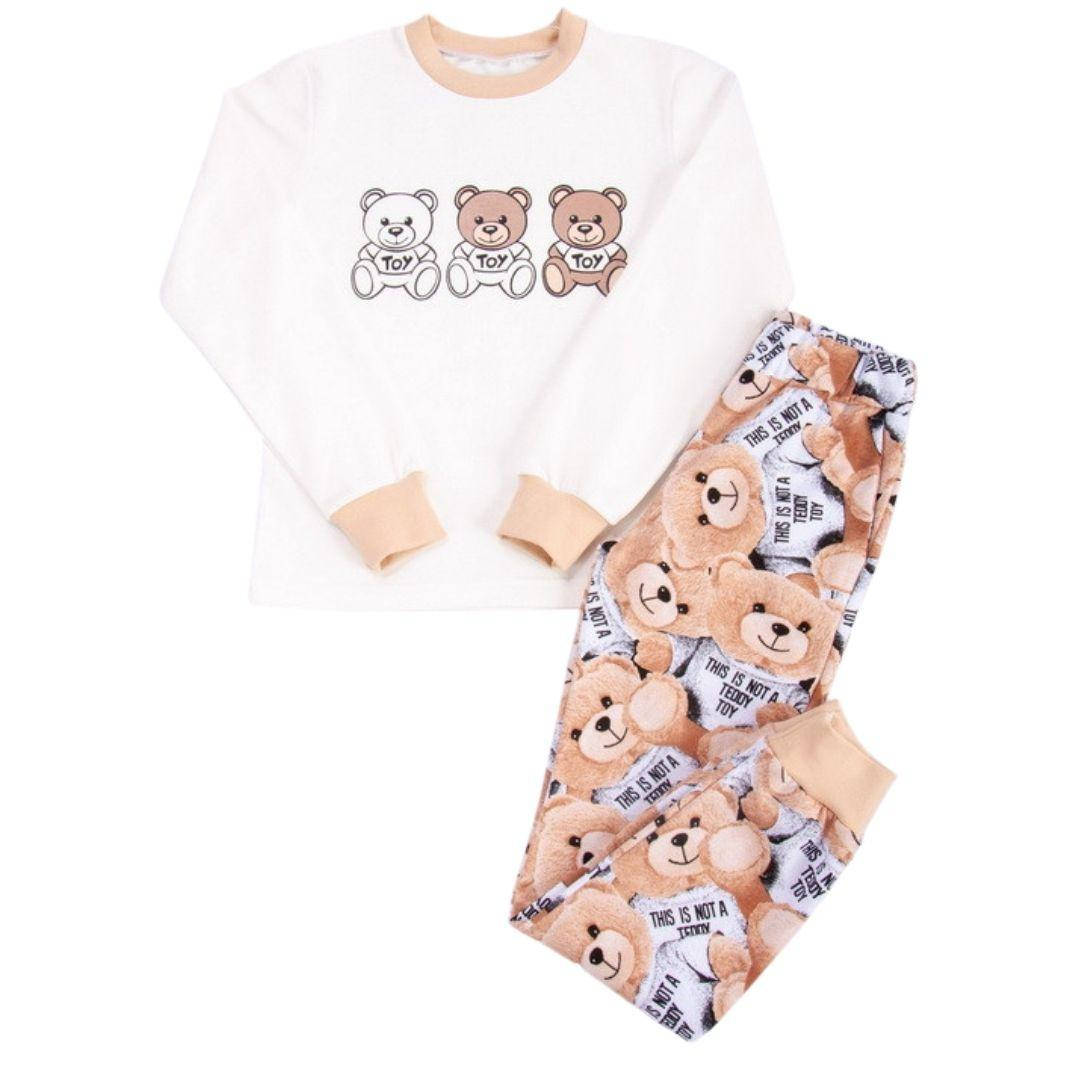 

Пижама с начесом для девочки Мишки размер 140 см, Белый