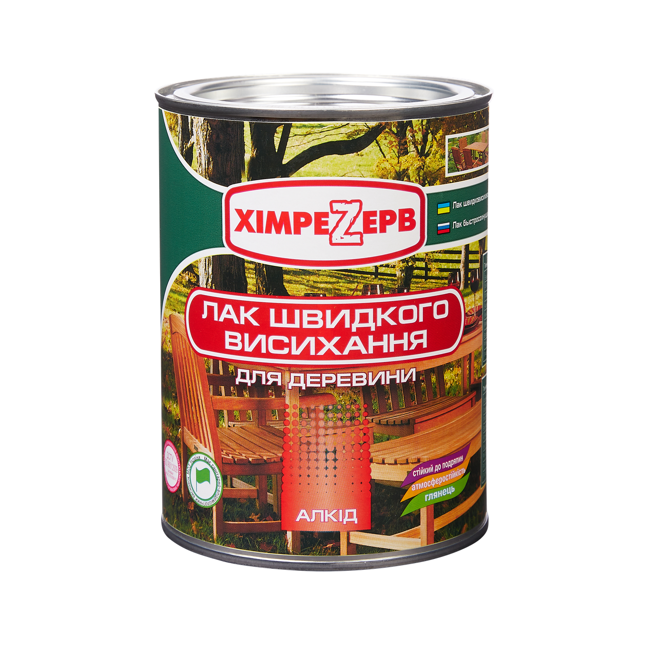 

Лак для дерева быстросохнущий атмосферостойкий Химрезерв 0.86кг (1л)