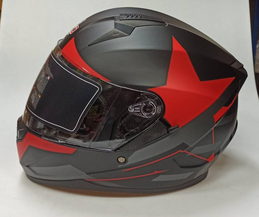 

Шлем интеграл с очками чорный с красным Scorpion., Красный