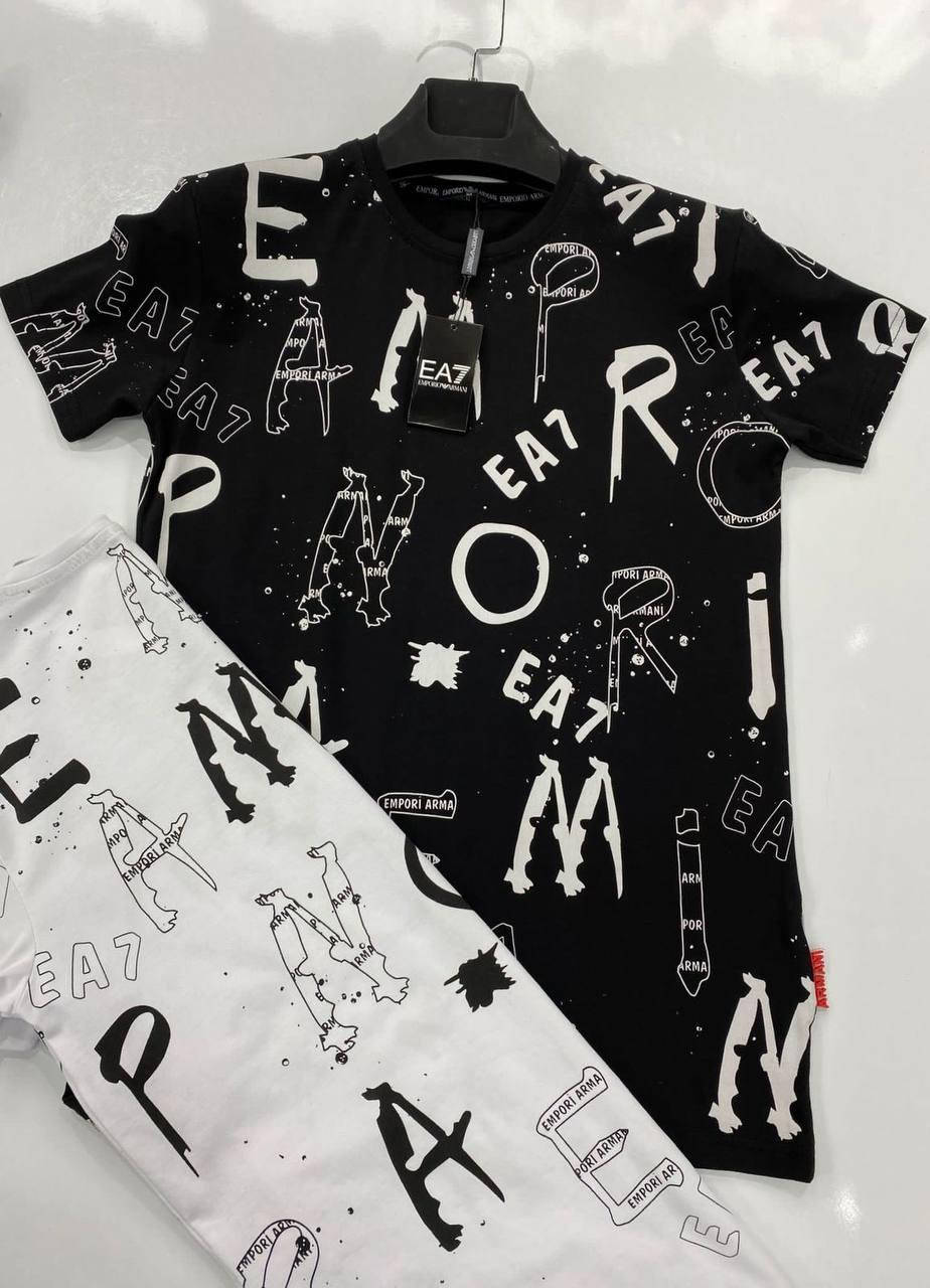 

Мужская стильная брендовая футболка Armani (черная/белая) Топовая футболка XL