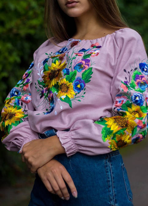 

Натуральная вышиванка женская "МариАнна", Розовый